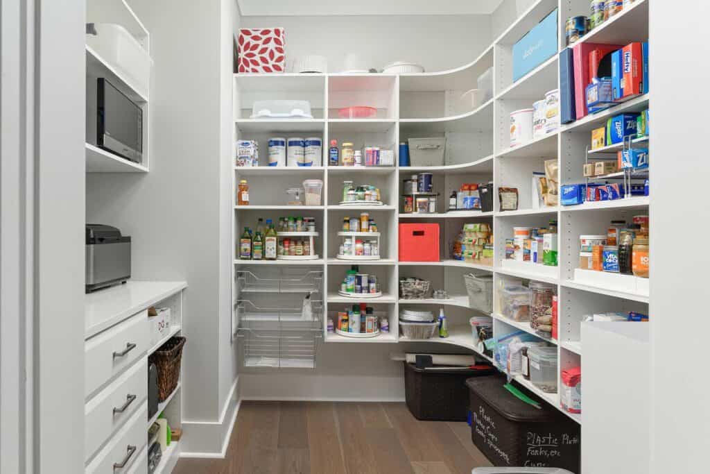 Fully stocked pantry is an important part of kitchen design.